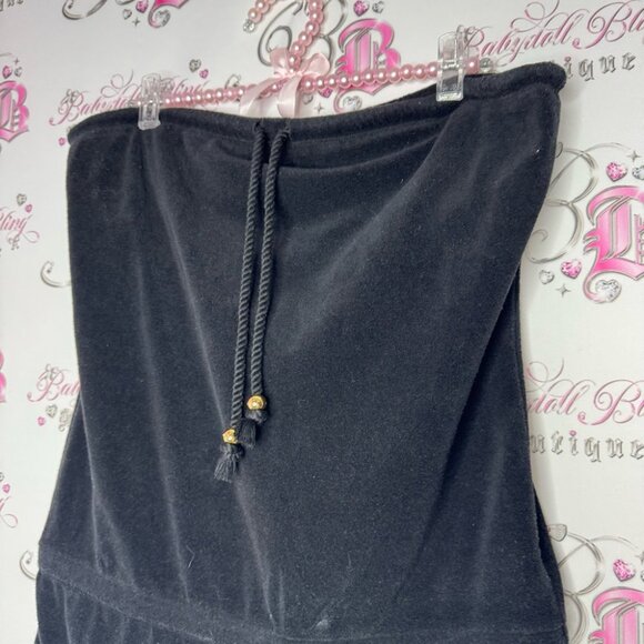 Juicy couture romper pockets on back shorts towel terry cloth black gold accent - Picture 7 of 9